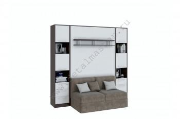 Шкаф-кровать с диваном БЕЛА с полкой ножкой в Ирше - irsha.mebel54.com | фото