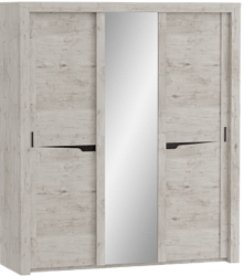 Шкаф трехдверный Соренто с раздвижными дверями Дуб бонифаций/Кофе структурный матовый в Ирше - irsha.mebel54.com | фото