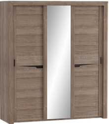 Шкаф трехдверный Соренто с раздвижными дверями Дуб стирлинг/Кофе структурный матовый в Ирше - irsha.mebel54.com | фото