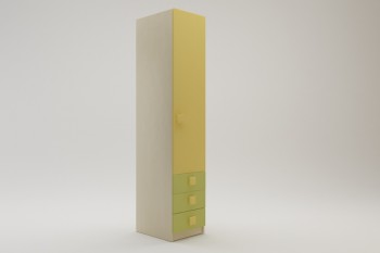 Шкаф угловой (секция с ящиками) Смайли (Желтый/Зеленый/корпус Клен) в Ирше - irsha.mebel54.com | фото