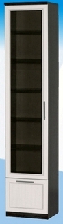 Шкаф высокий с ящиком и стеклодверью ДЛЯ ГОСТИНОЙ ШВЯС-450 Венге/Дуб выбеленный в Ирше - irsha.mebel54.com | фото