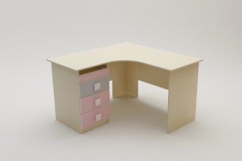 Стол угловой Грэйси (Розовый/Серый/корпус Клен) в Ирше - irsha.mebel54.com | фото