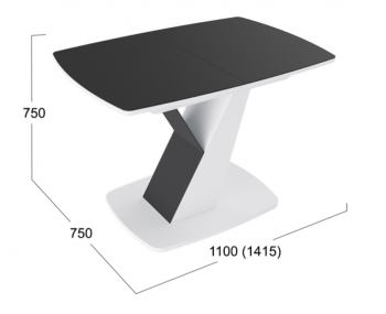 Стол обеденный «Гарда» Тип 1 (Белый/Стекло матовое черный графит) в Ирше - irsha.mebel54.com | фото