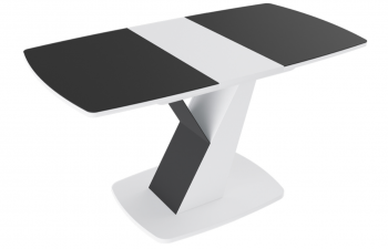 Стол обеденный «Гарда» Тип 1 (Белый/Стекло матовое черный графит) в Ирше - irsha.mebel54.com | фото