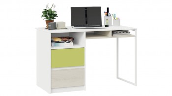 Стол письменный с ящиками «Сканди» Дуб Гарден/Белый/Зеленый в Ирше - irsha.mebel54.com | фото