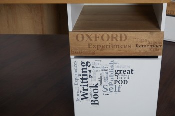 Стол с ящиками «Оксфорд» (Ривьера/Белый с рисунком) в Ирше - irsha.mebel54.com | фото