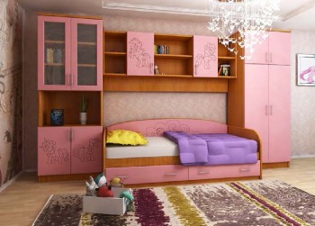 Детская Веселый пони Комплект мебели (Вишня оксфорд/Розовый) в Ирше - irsha.mebel54.com | фото
